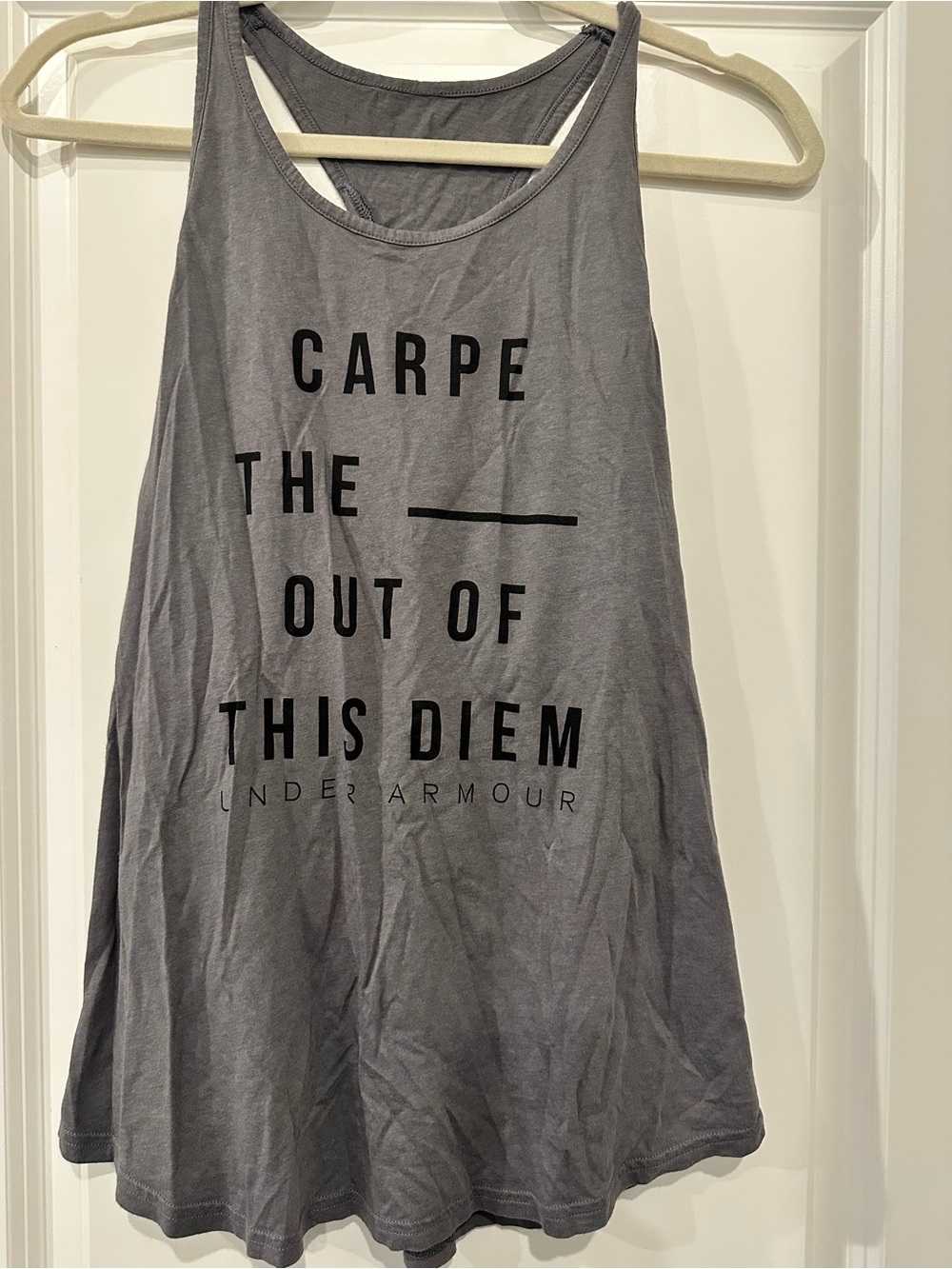 Under Armour Gray Racerback Graphic Tank - 'Carpe the ____ Out of This Diem'
